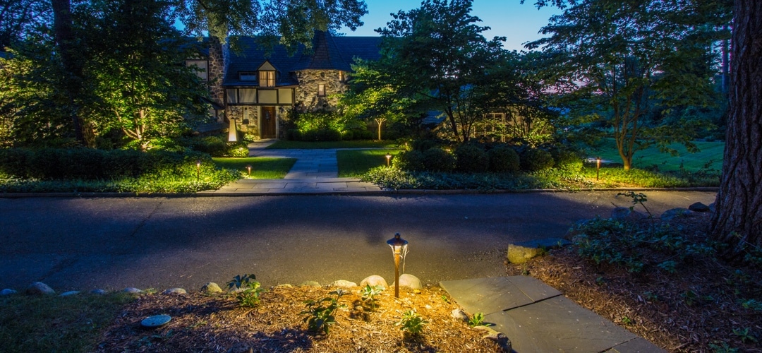 A picture of our work featuring an LED landscape lighting project